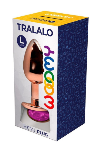 Wooomy Tralalo, L - Анальная пробка с камнем, 9х4 см (фиолетовый) - sex-shop.ua